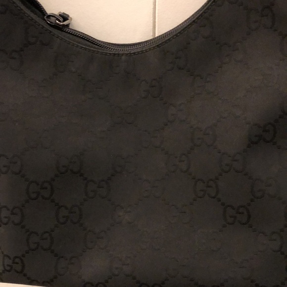 Gucci GG nylon shoulder bag small hobo, black canvas leather - Picture 5 of 7